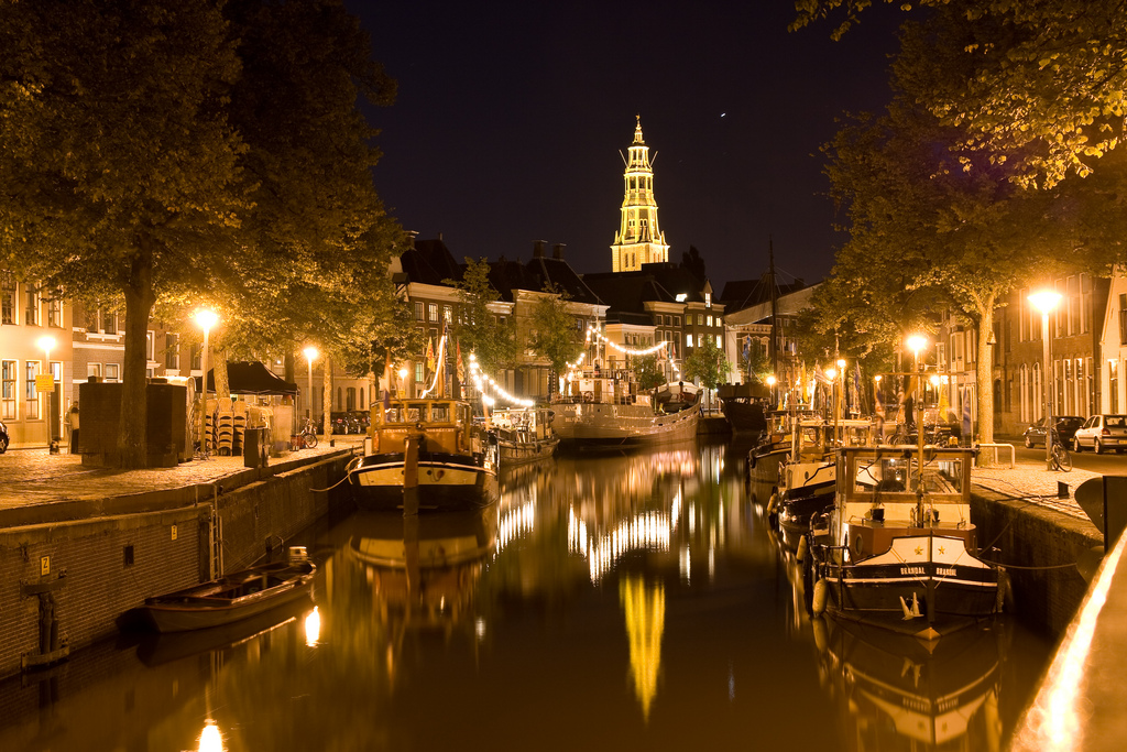 Groningen at night, Netherlands