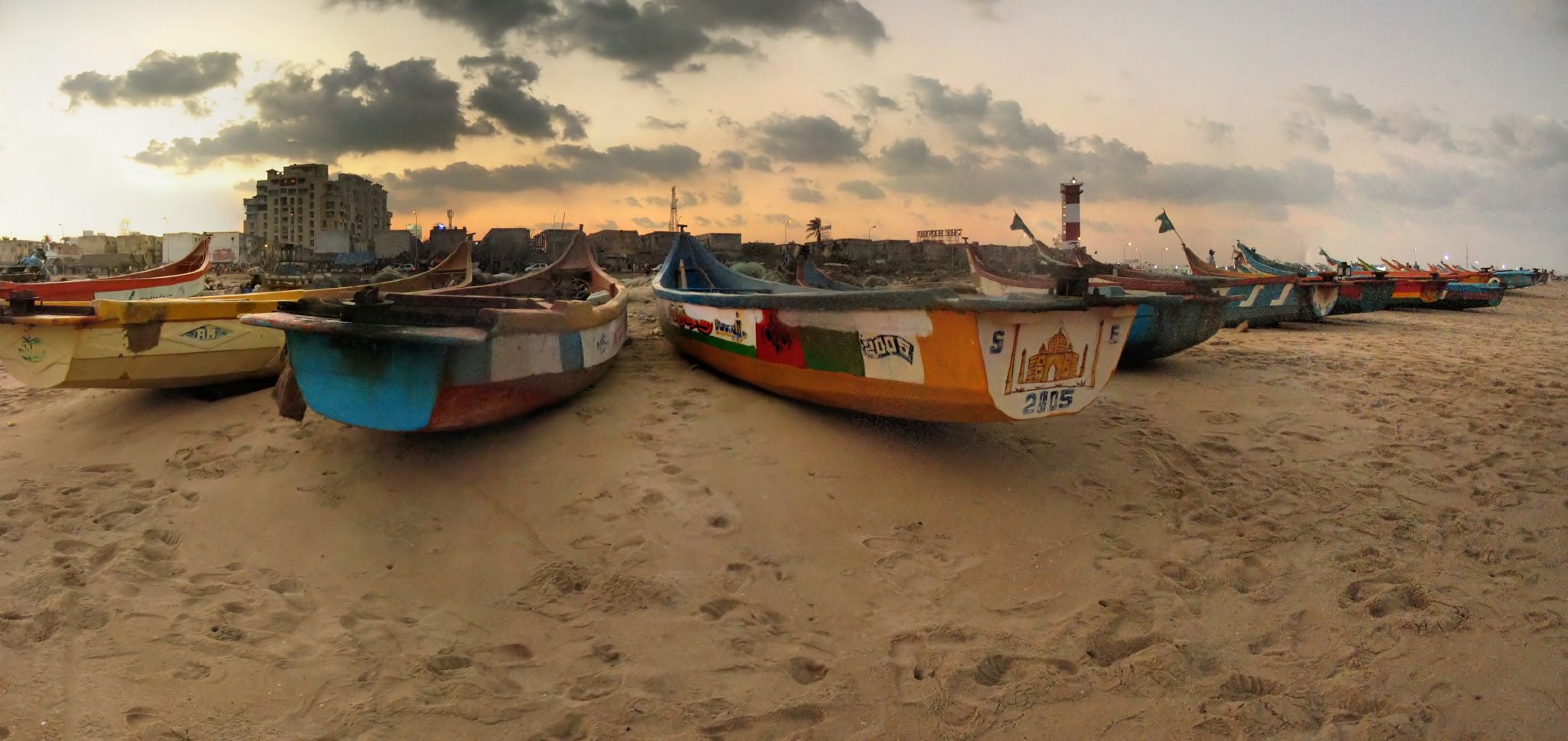 Fishing boats on the beach, Chennai