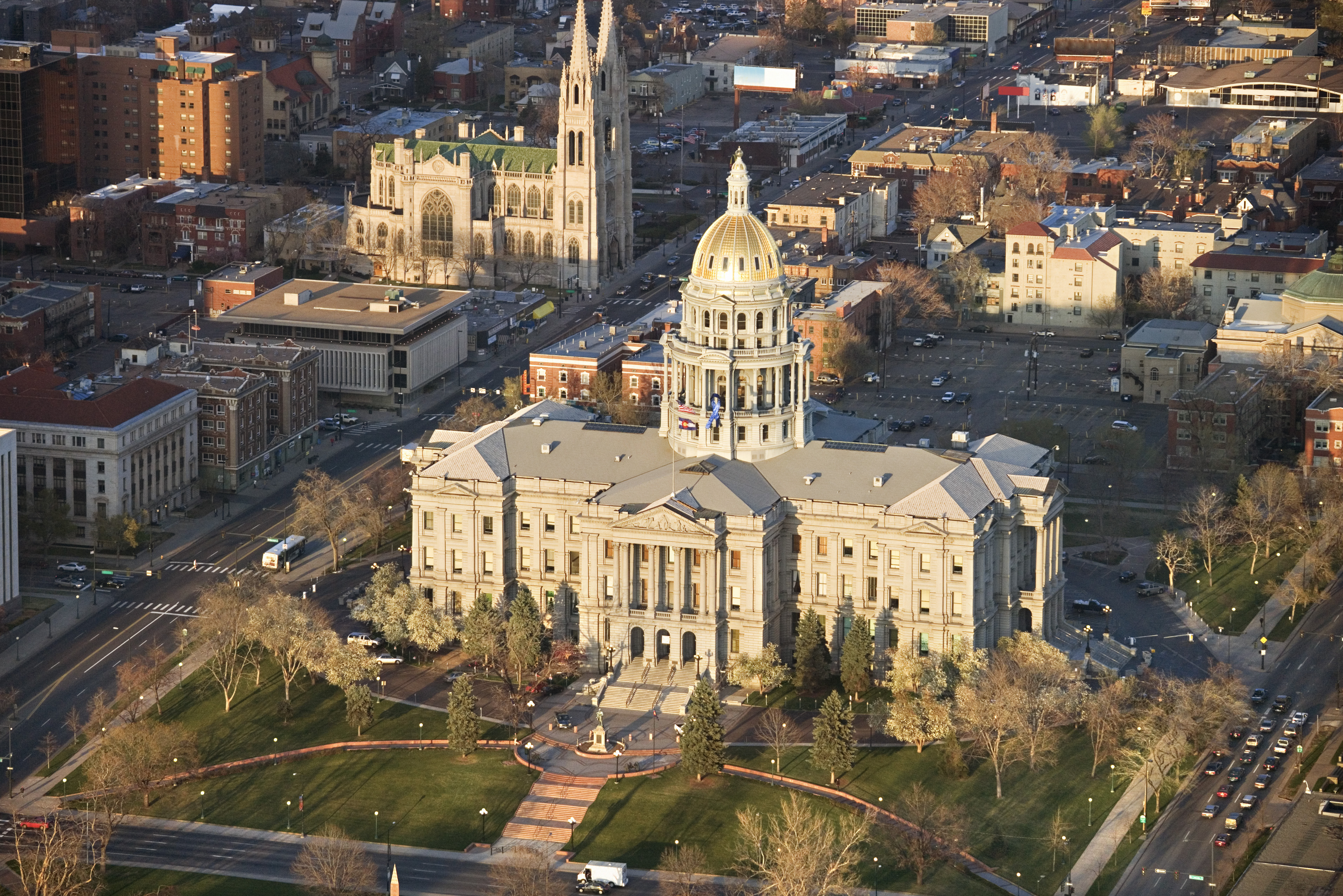 Aerial view of Colorado State Capitol Building, Denver