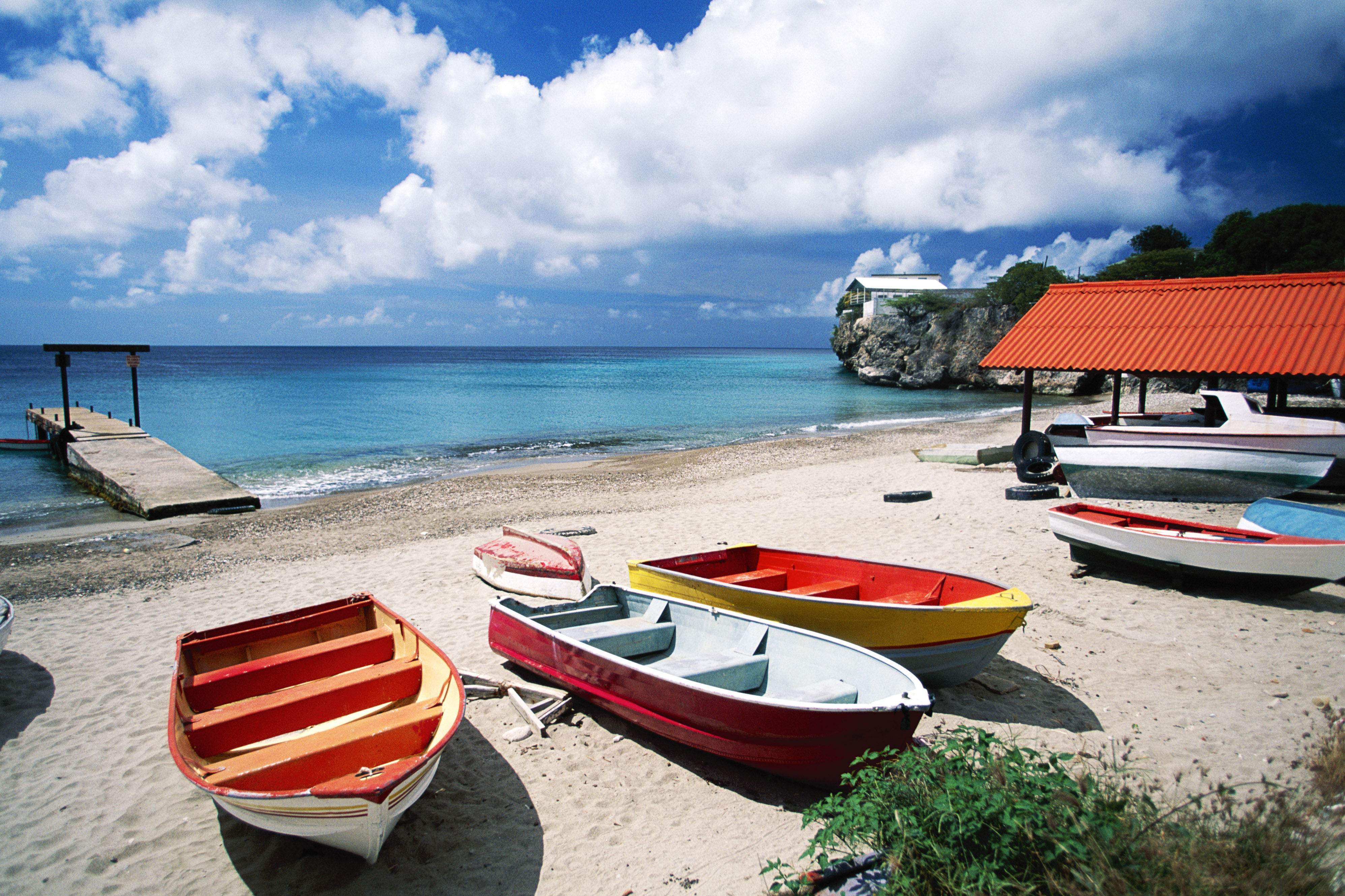 Boats on the beach, Curacao