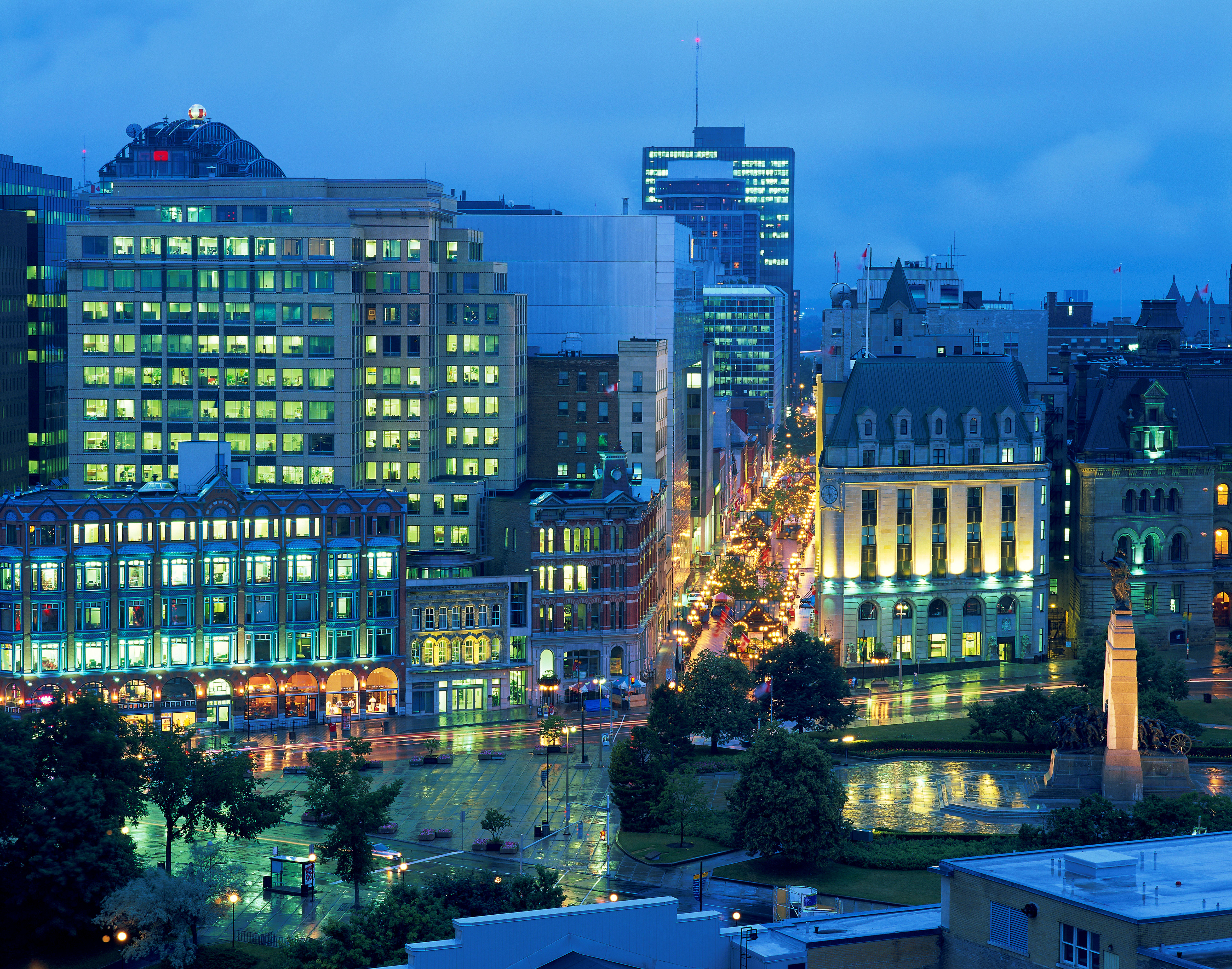 Downtown skyline at dusk, Ottawa