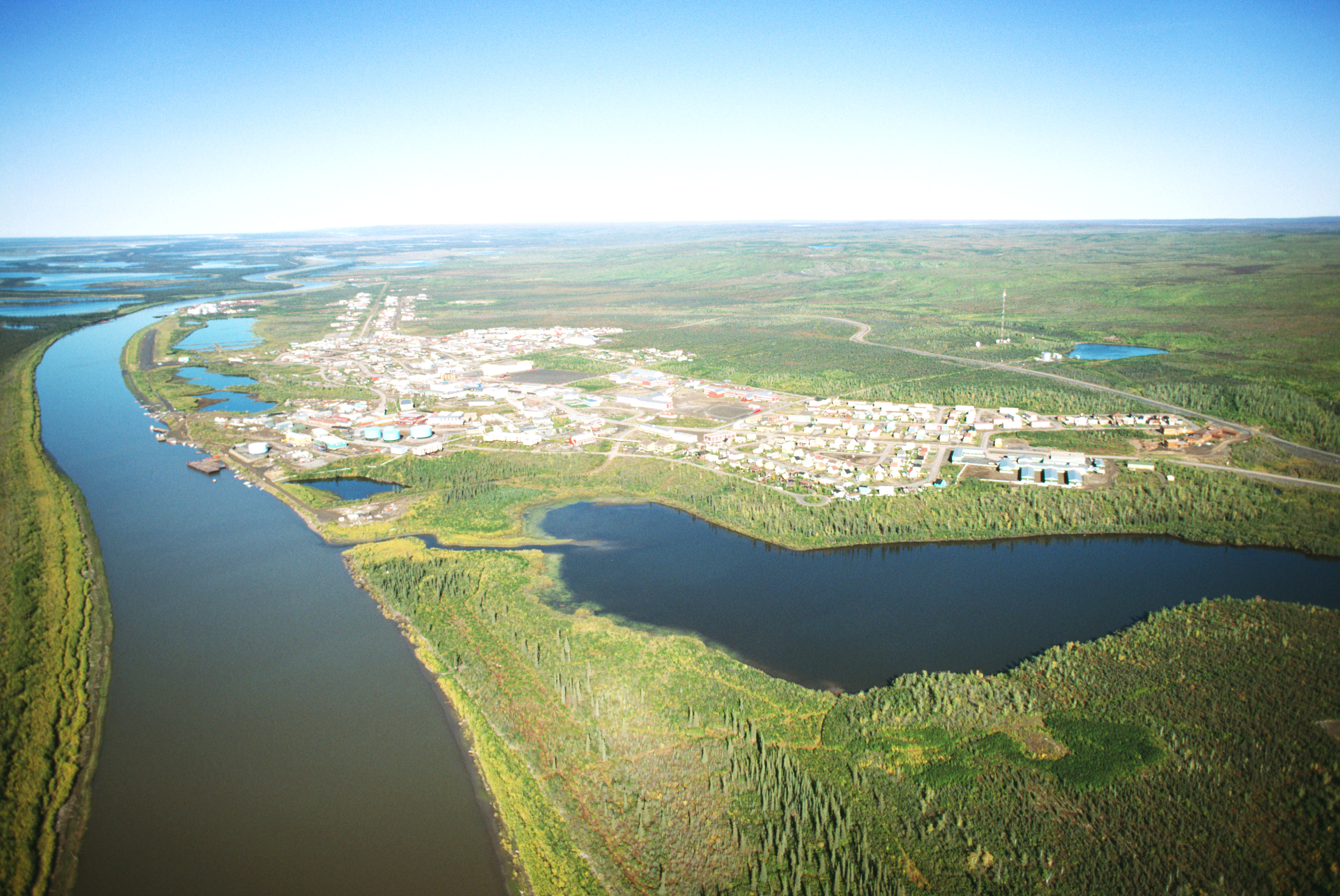 Aerial view of Inuvik in Nunavut, Canada
