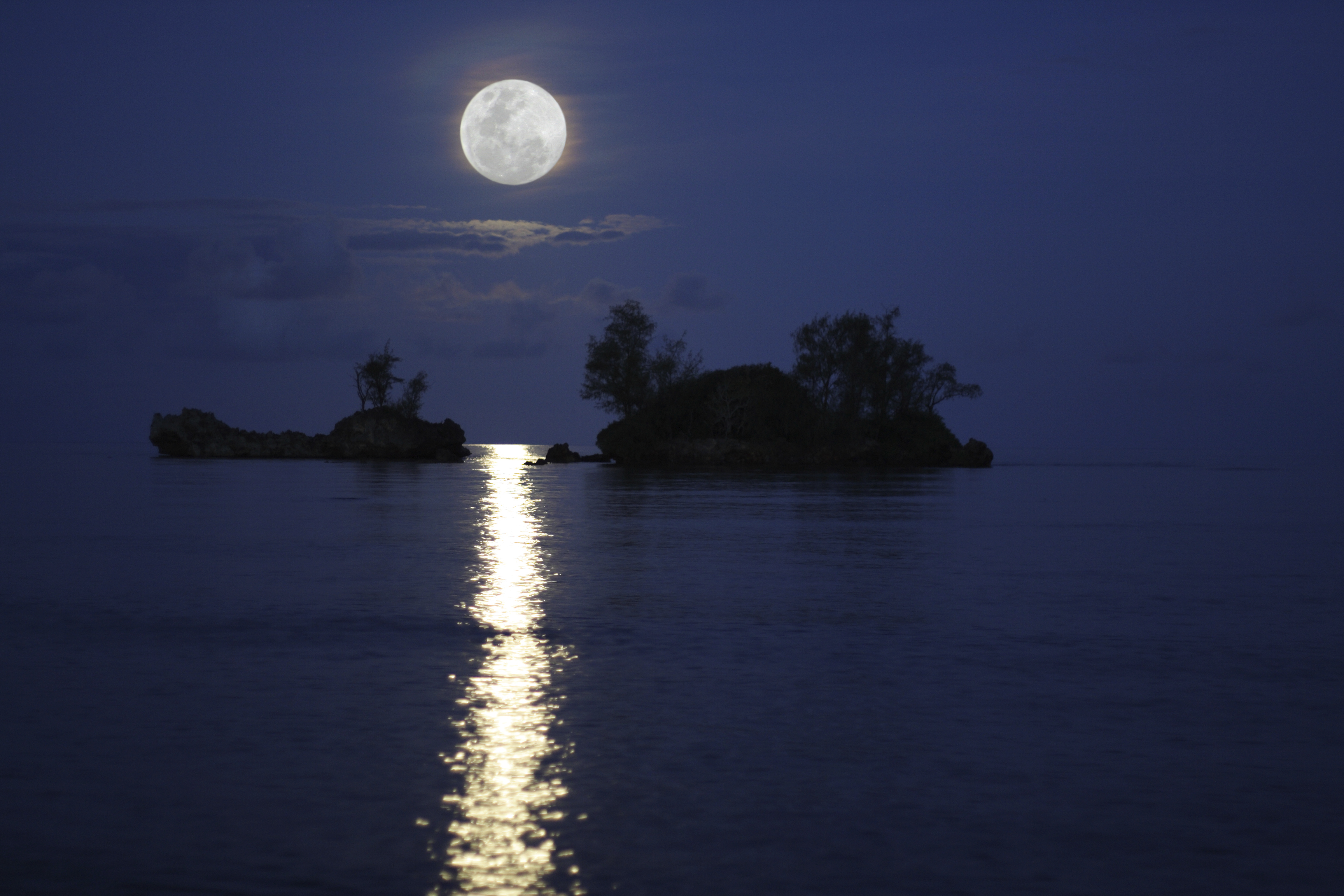 Moonlit seas off Micronesia
