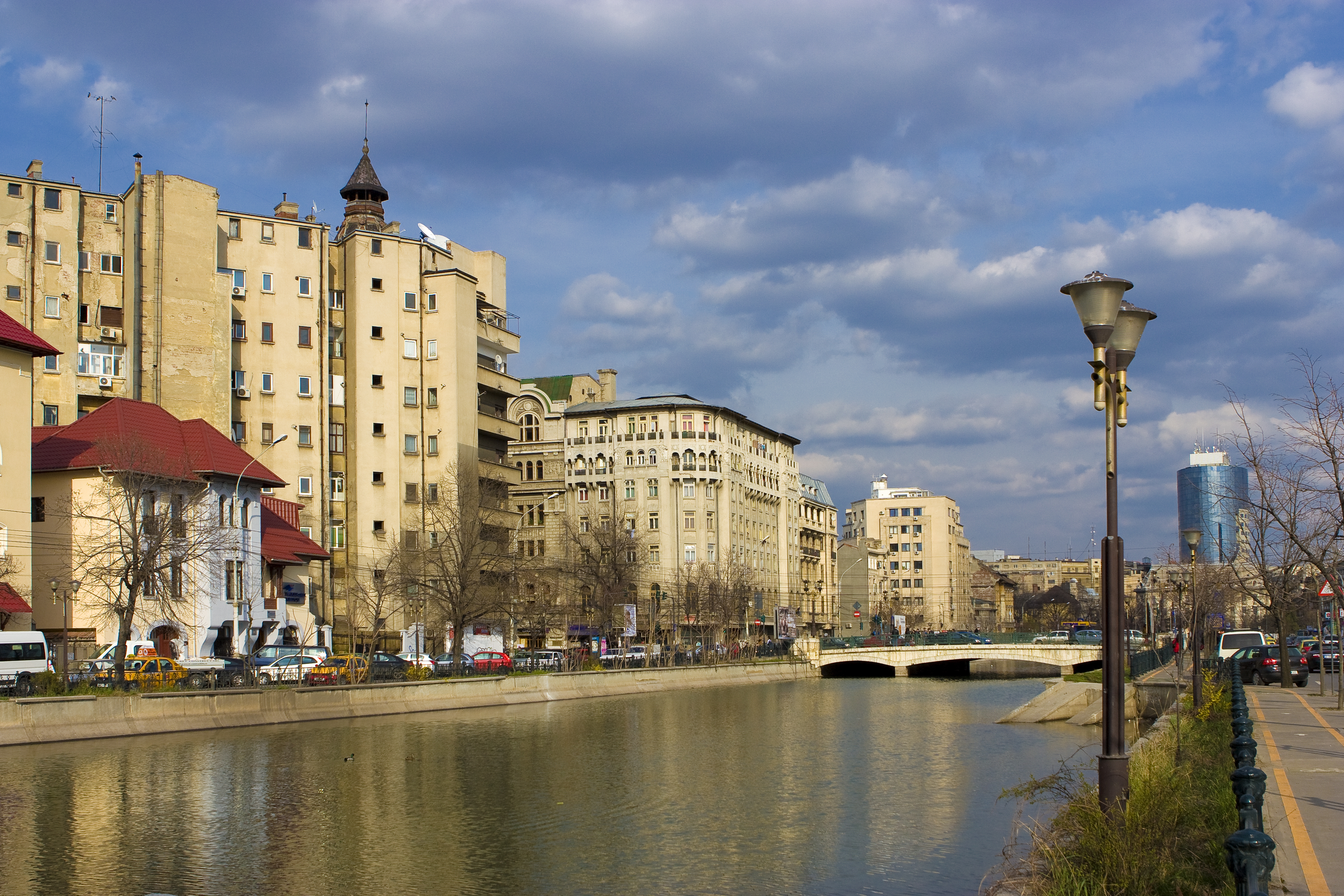 The Dambovita flows through the Romanian Capital Bucharest