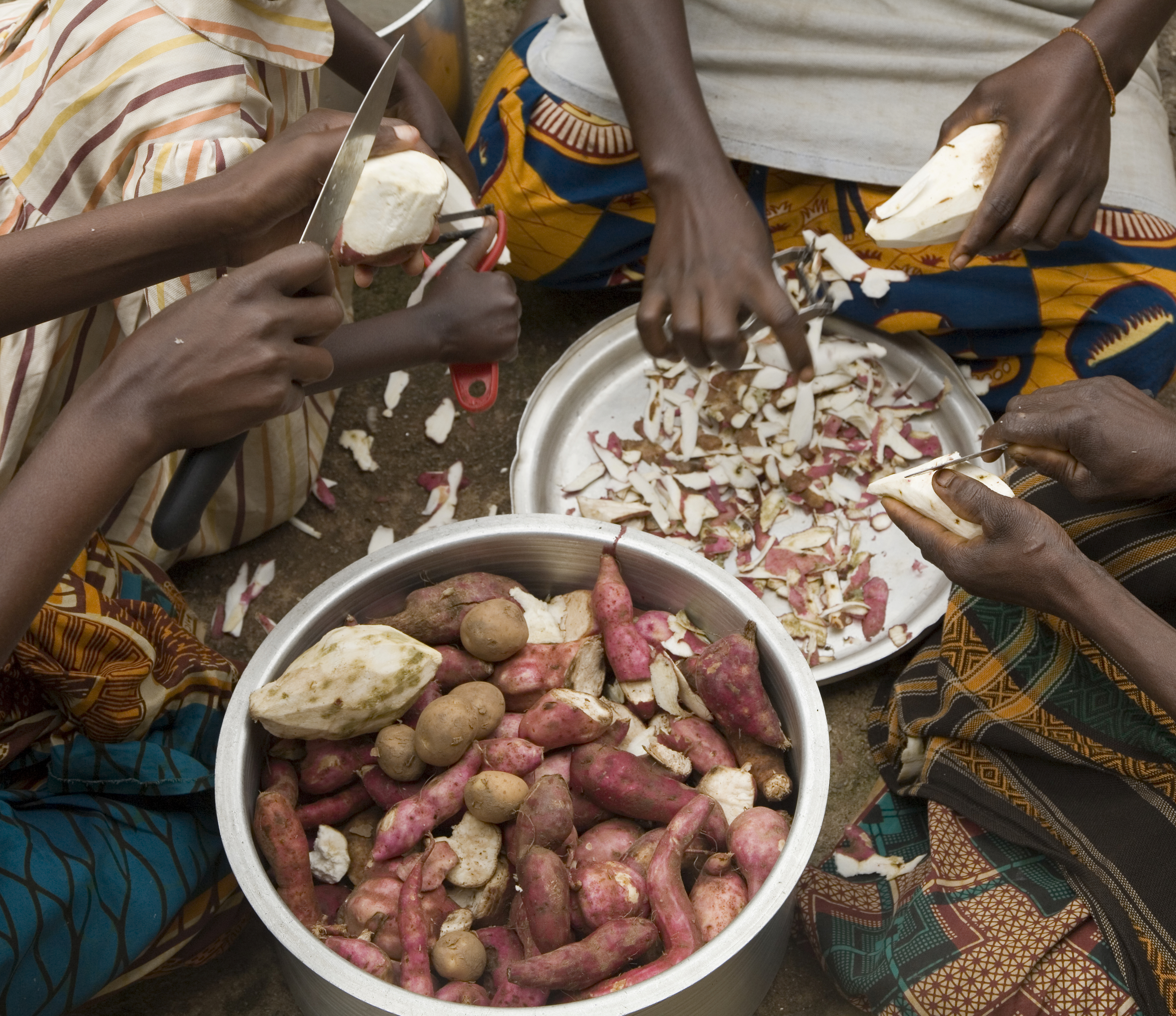 Preparation of Sweet Potatoes, a staple food in Burundi