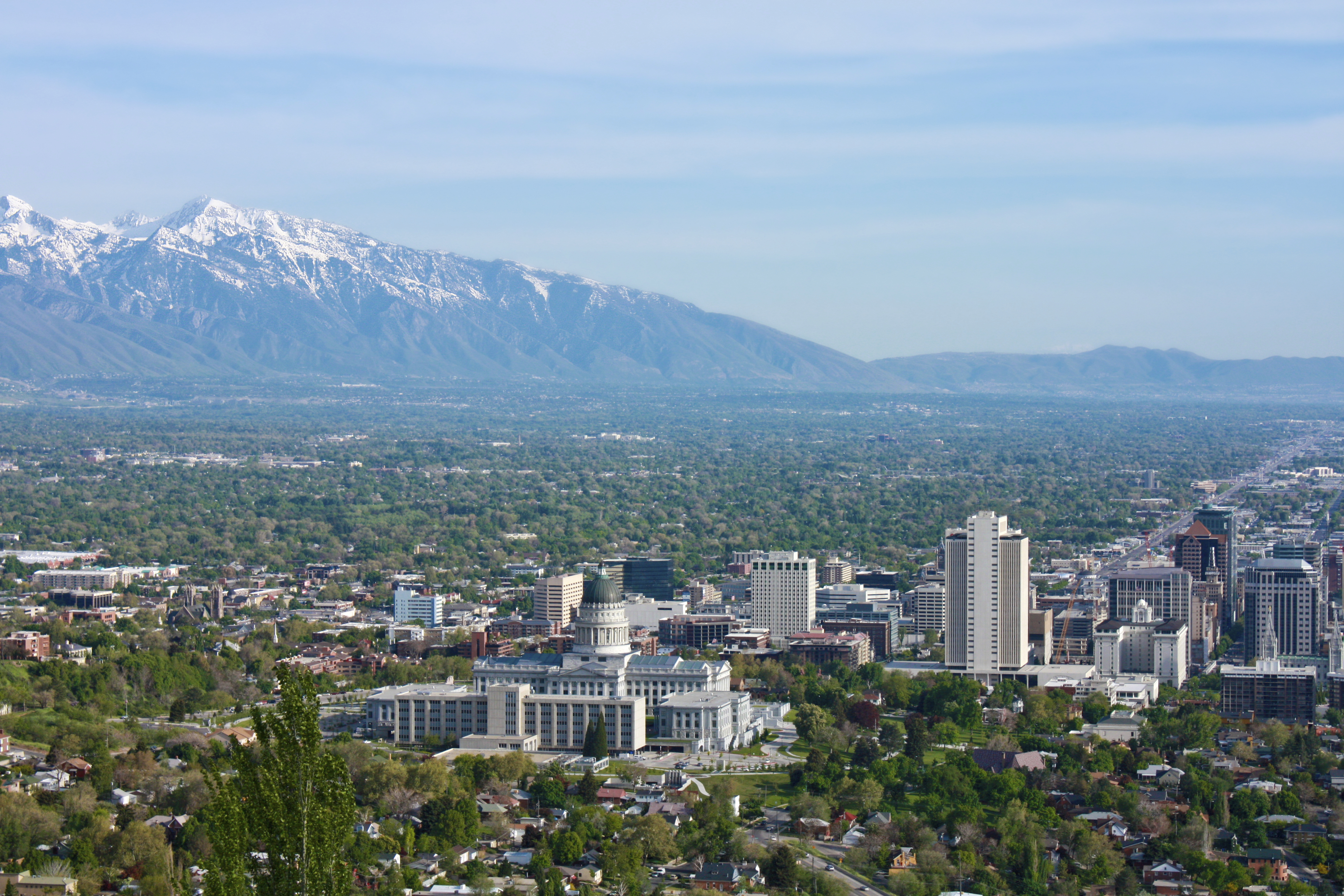 Salt Lake City surrounded by mountains